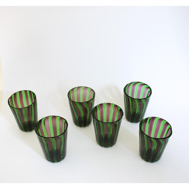 Green Italian Murano Glassware in the style of Gio Ponti, 2004, Set of 6 For Sale - Image 8 of 18
