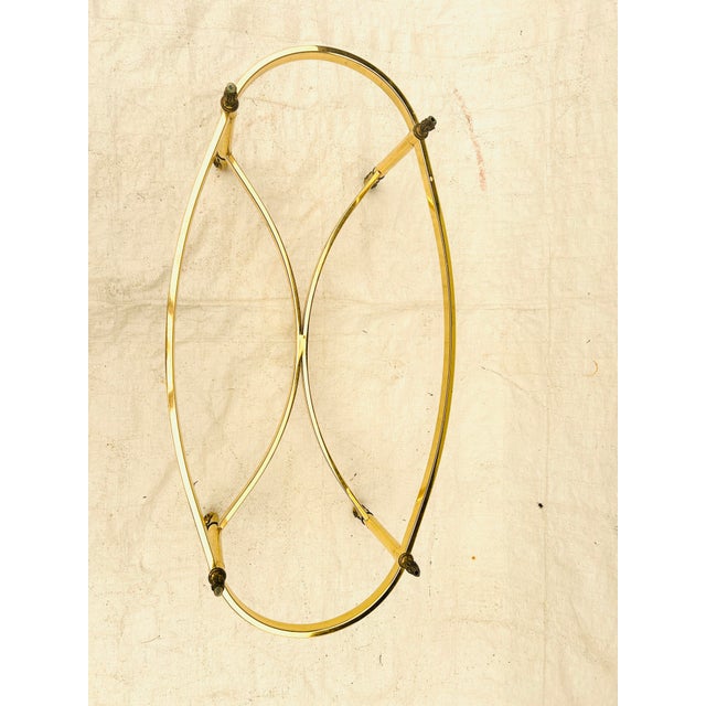 70's Midcentury LaBarge Style Brass Plated Base & Beveled Glass Oval Coffee Table For Sale In New York - Image 6 of 6