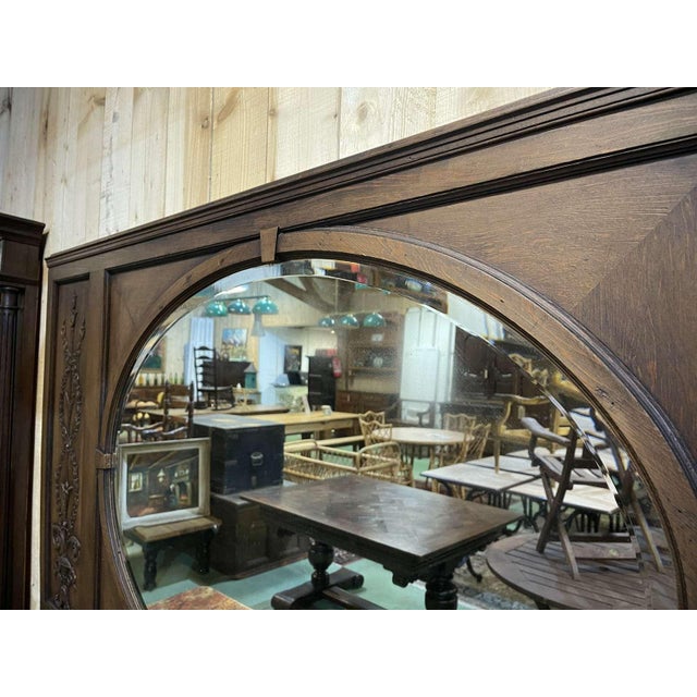 Antique Mirror in Oak, 1900s For Sale - Image 5 of 11