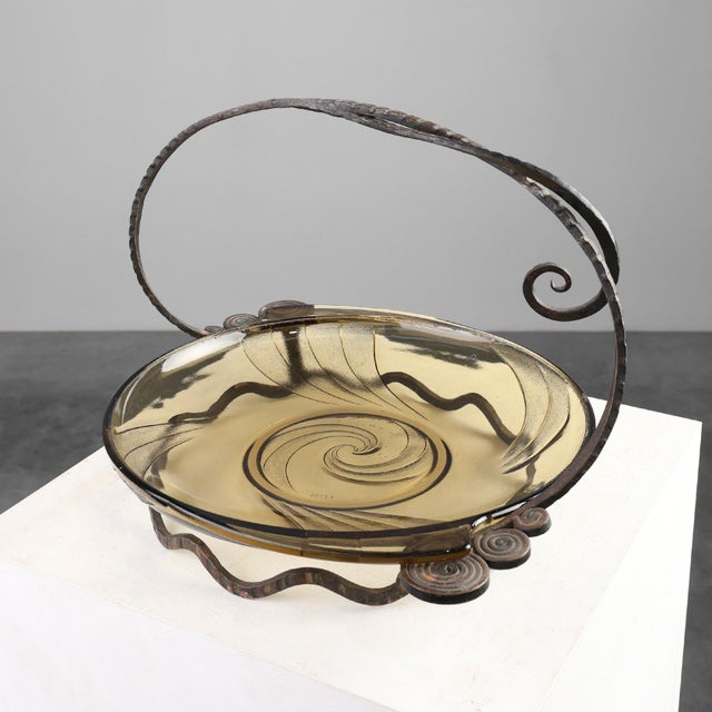 Art Deco Glass and Metal Fruit Bowl, France, 1920s For Sale - Image 11 of 11