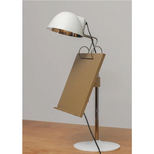 Mid-Century Modern White Table Lamp With Tablet / Book Stand Attributed to Falkenberg Belysning, 1960s For Sale - Image 3 of 6