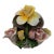 Vintage Mid-20th Century Italian Capodimonte Porcelain Pink & Yellow Roses Clam Shell Centerpiece Figurine For Sale