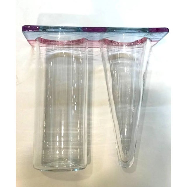 Mid-Century Modern Leucos, 1980s Menphis Stile Double Glass Vase For Sale - Image 3 of 11