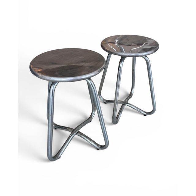 Modern Aluminium Stools by Terance Conran for the Conran Shop, 1990, Set of 2 For Sale - Image 3 of 8