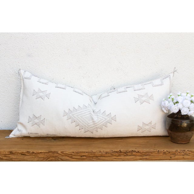 White Snowdrift Star Oversized Lumbar Moroccan Pillow For Sale - Image 8 of 8