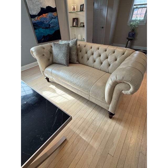 Sturdy, elegant, comfortable (gently used) Mitchell Gold + Bob Williams leather sofa that has been the focal point of my...
