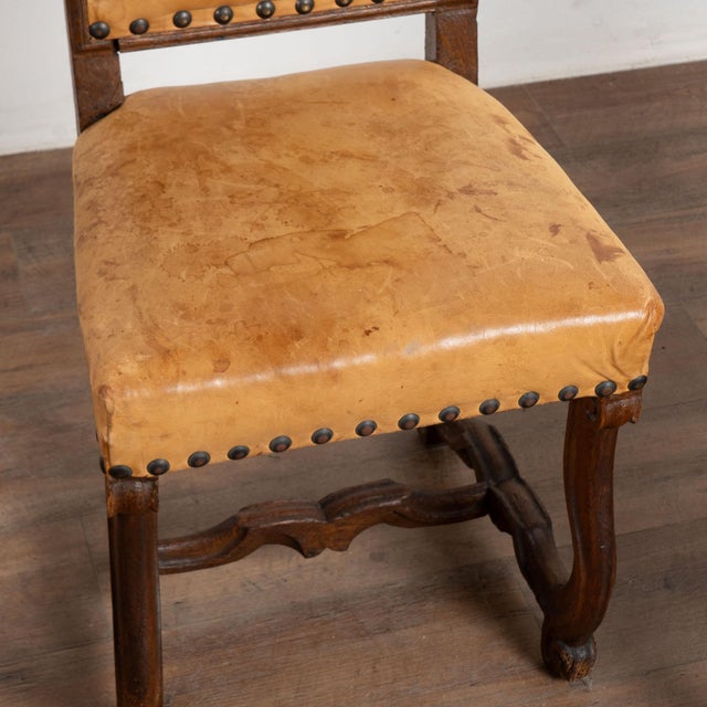 19th Century Set of Six Swedish Vintage Leather Dining Chairs For Sale - Image 9 of 18