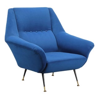 Vintage Italian Lounge Chair in Fabric and Metal, 1950s For Sale