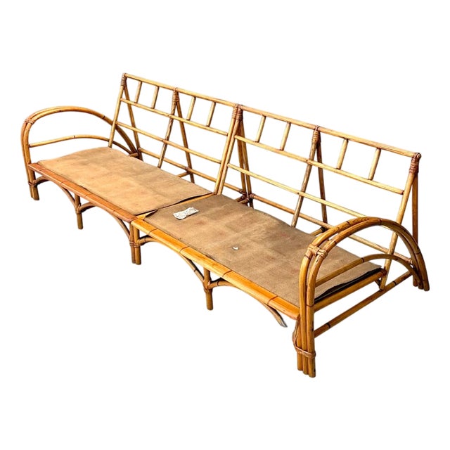 Vintage Heywood Wakefield Rattan Sofa Frame For Sale