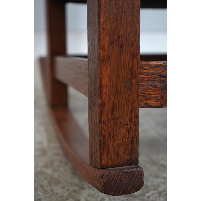 Antique L&jg Stickley Leather Seat Rocking Chair For Sale - Image 14 of 18
