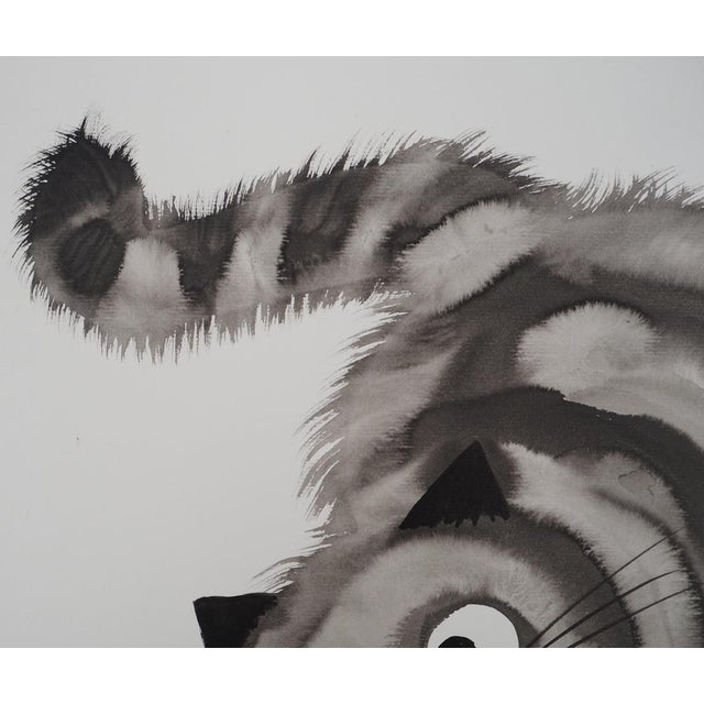 Contemporary Laszlo Tibay, Petite boule de chat, Ink & Wash Drawing For Sale - Image 3 of 6