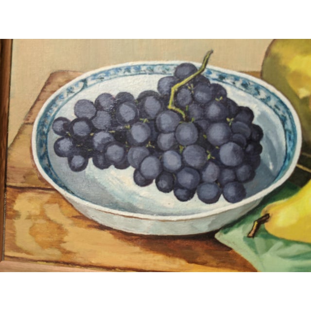 Vintage 1960s Original Still Life Fruit Painting Signed For Sale - Image 4 of 9