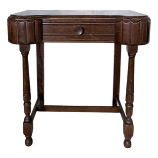 Art Deco Oak Console or Side Table with Drawer, 1930s For Sale