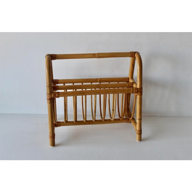 Mid-Century French Style Bentwood Bamboo Rattan Magazine Book Newspaper Rack Caddy Vintage For Sale - Image 12 of 12