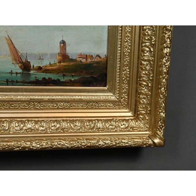 French School Artist, Sailboats on the Mediterranean, Oil on Panel, 19th Century, Framed For Sale - Image 15 of 18