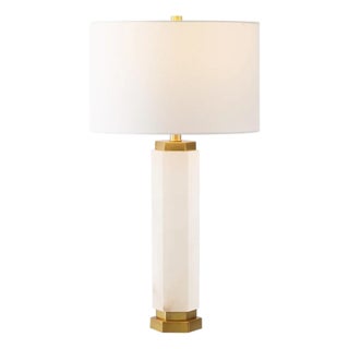 Lynsey Alabaster Table Lamp in Gold/White For Sale
