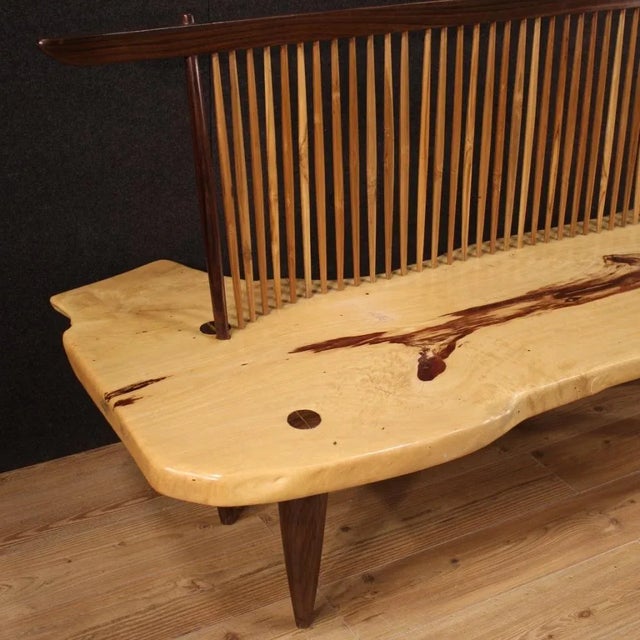 Wooden Sofa in the style of George Nakashima, 1980s For Sale - Image 10 of 13