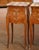 Pair Mid-Century French Louis XV Marquetry Bedside Tables With Marble Tops For Sale - Image 4 of 11
