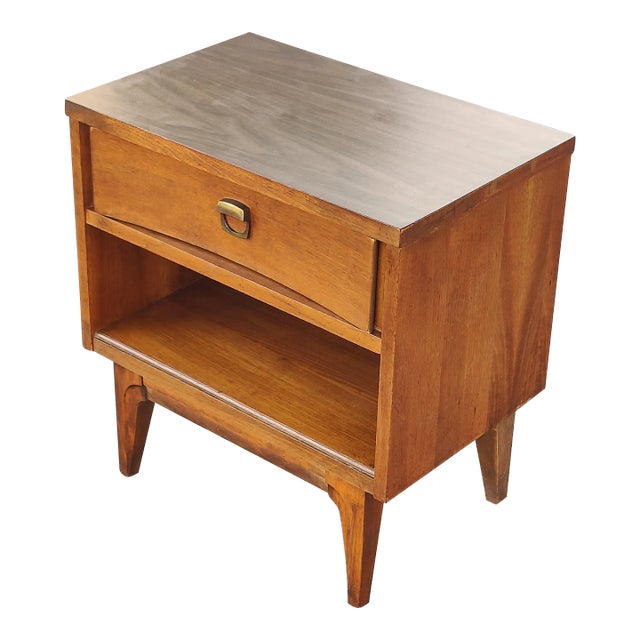 Mid 20th Century Mid Century Modern Vintage Walnut Nightstand For Sale