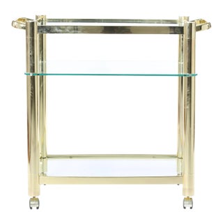 Mid 20th Century Three Glass Shelves Bar Cart For Sale