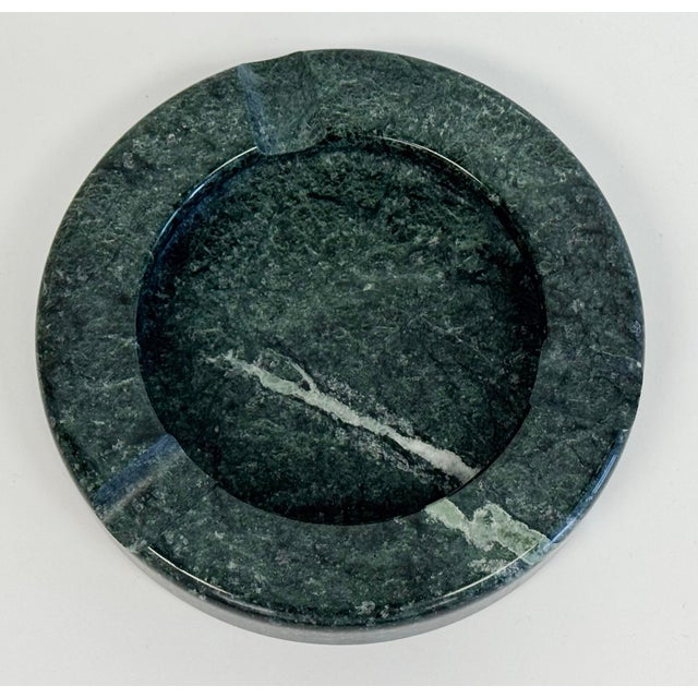 Stone Vintage Round Green Marble Ashtray or Dish For Sale - Image 7 of 11