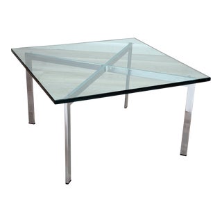 Chrome X Base Coffee Table After Mies Van Der Rohe Barcelona Knoll For Sale