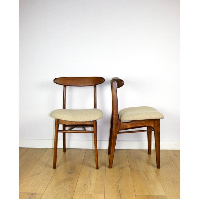 Vintage Beige Boucle Chairs from Rajmund Hałas, 1970s, Set of 3 For Sale - Image 6 of 18