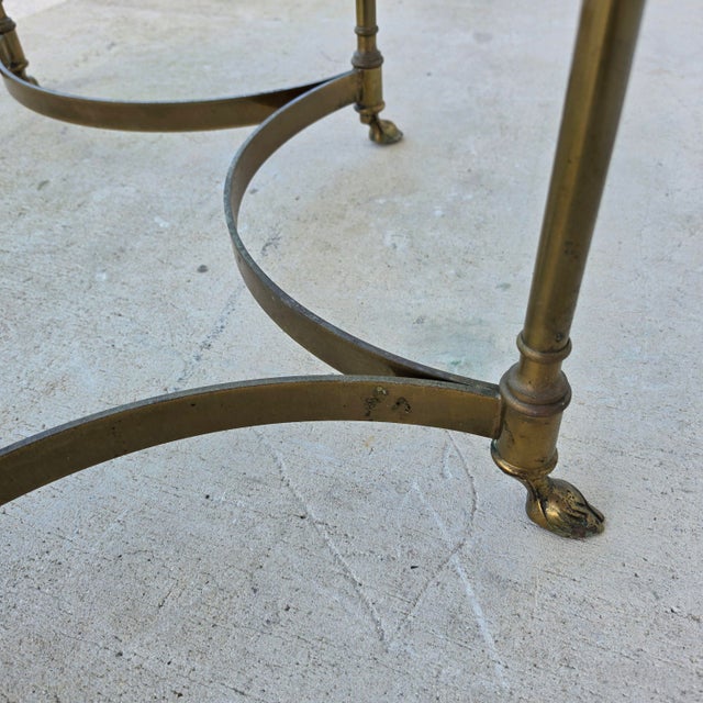Vintage LaBarge Hexagonal Brass Hoof Footed Glass Top Coffee Table For Sale - Image 13 of 13