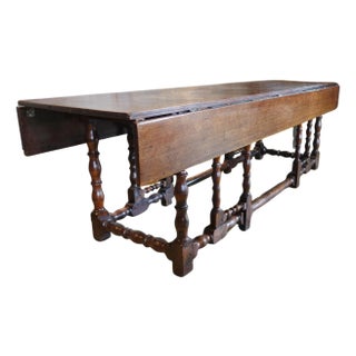 Early 1800s English Oak Wood Drop Leaf Table For Sale