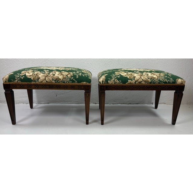 Classic Chippendale Style Benches With Schumacher Dog Toile Upholstery For Sale - Image 10 of 10