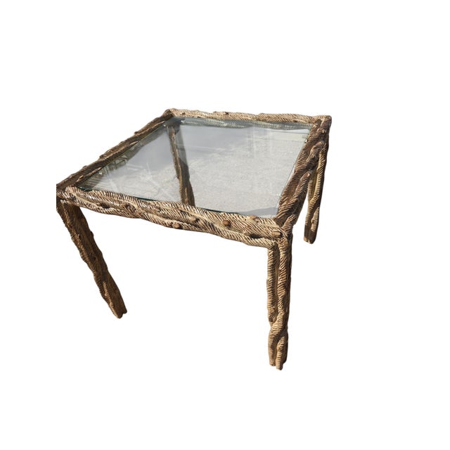 Vintage Carved Faux Bois Mid Century Side Table Hollywood Regency Carved Wood For Sale In Philadelphia - Image 6 of 18