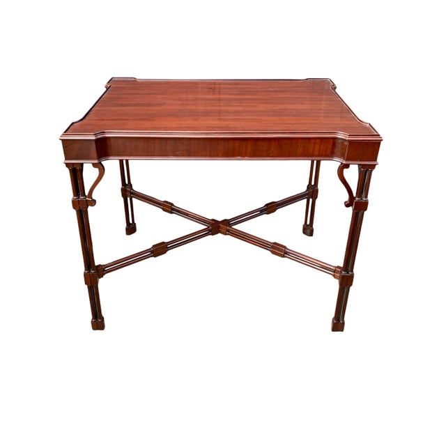 Chippendale Late 20th Century Table Drexel Heritage Brand Chippendale Style Mahogany Wood Vintage ClassicDecor For Sale - Image 3 of 8