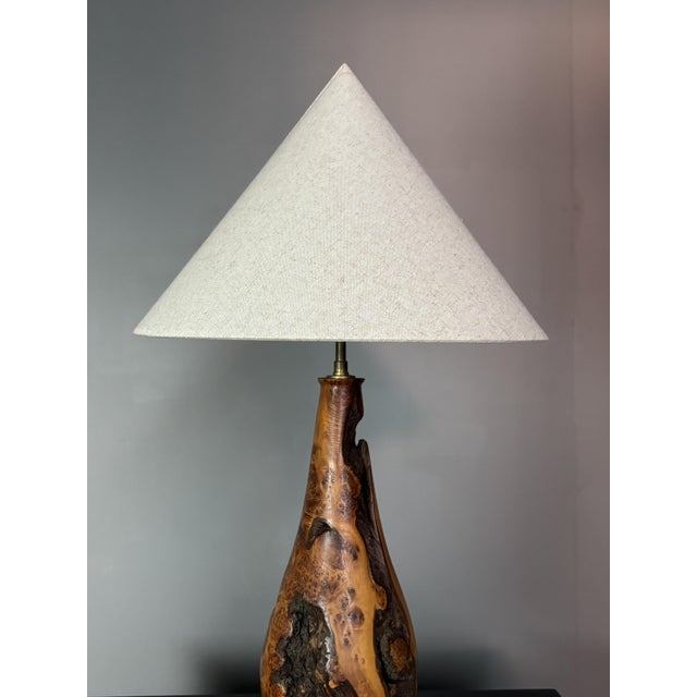 Mid-Century Brutalist Sculptural Table Lamp in Burl Wood, France, 1960s For Sale - Image 9 of 14
