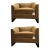 Caracole Modern Camel Velvet Club Chairs Pair For Sale
