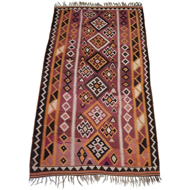 Fine Hand-woven caucasian Kilim\. Typically geometric designs are used and these Kilims usually come in a variety of...