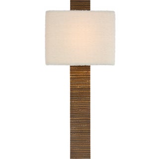 Anne-Marie Barton for Visual Comfort Signature Fumar 23" Tail Sconce in Ridged Tombac with Bouclé Shade For Sale