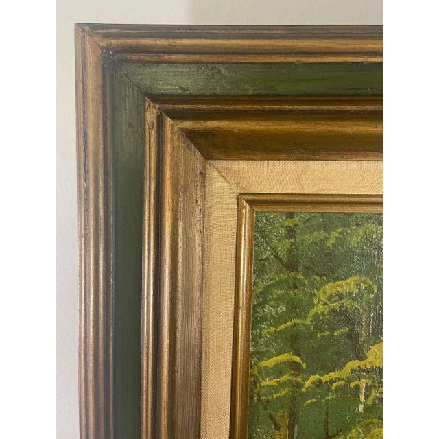 Wood Landscape Oil on Canvas Framed Painting Signed Artist Bowen For Sale - Image 7 of 12