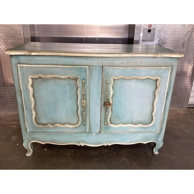 Robin's Egg Blue Antique French 19th C. Painted Buffet For Sale - Image 8 of 9