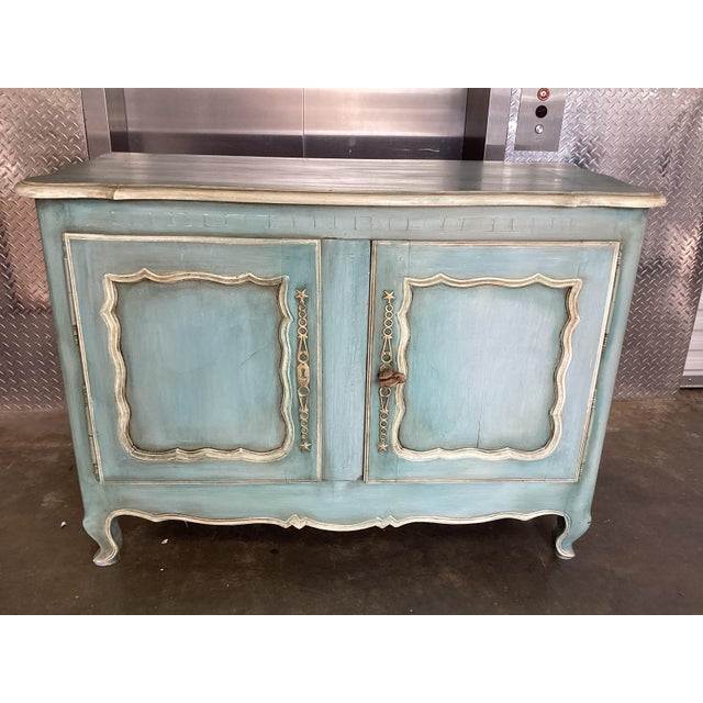 Robin's Egg Blue French 19th C. Painted Buffet For Sale - Image 8 of 8