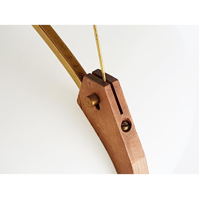 Italian Opaline Glass, Brass & Teak Pendant Lamp, 1950s For Sale - Image 6 of 12
