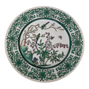 Vintage Famille Verte-Style Decorative Porcelain Plate – Made in Macau