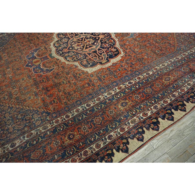 Textile Traditional Red-Ruby Background Color With Medallion Design Antique Persian Bijar Rug For Sale - Image 7 of 12