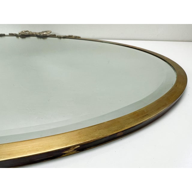 French Louis XVI Style Oval Mirror in Bronze and Brass, 1880 For Sale - Image 4 of 18