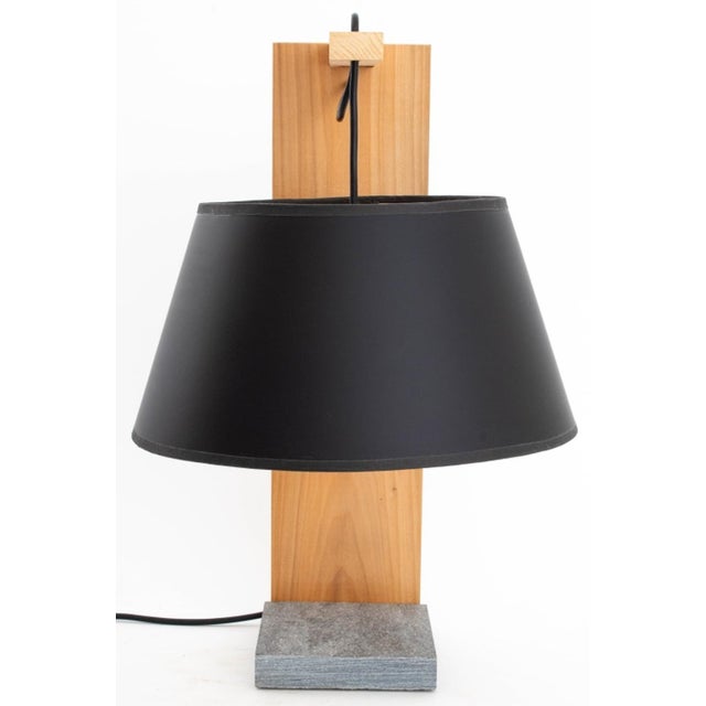 Contemporary Cherrywood and Slate Table Lamp For Sale - Image 4 of 9