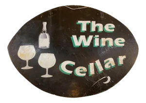 Vintage Handpainted Wooden Wine Cellar Sign - Made in Usa