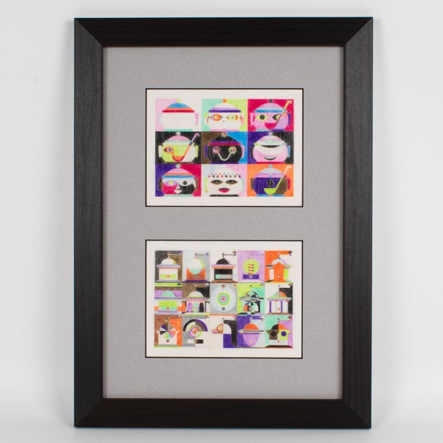 These exceptional original drawings, painted with colored pencil on translucent tracing paper, were designed by a French...