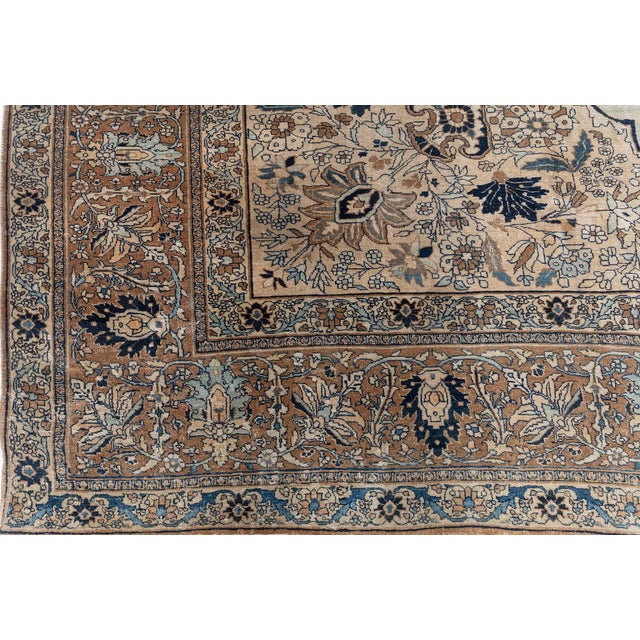 Textile Antique Persian Tabriz Botanic Design Handmade Wool Carpet For Sale - Image 7 of 10