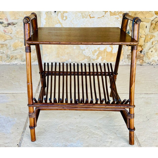Mid-Century Italian Rattan and Bamboo Side Table, 1960s For Sale - Image 18 of 18