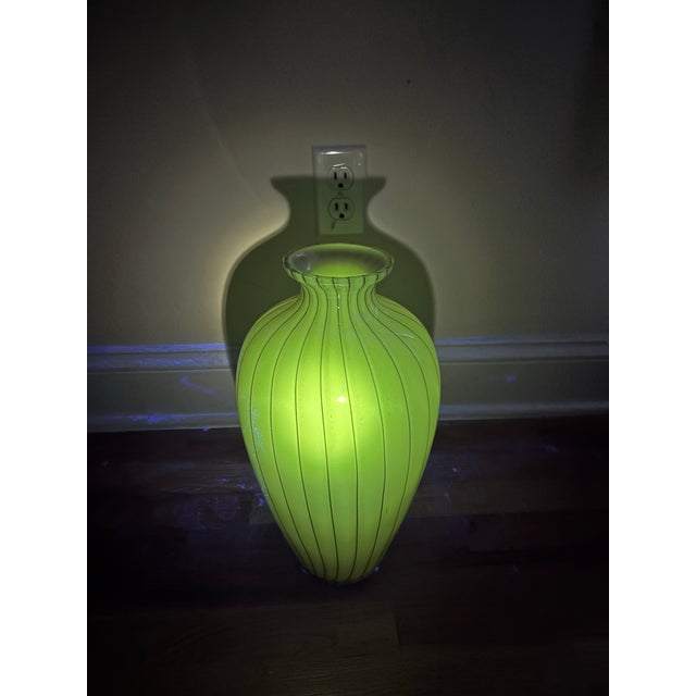 Cream Mid-Century Modern Giant Striped Glass Baluster Vase For Sale - Image 8 of 8