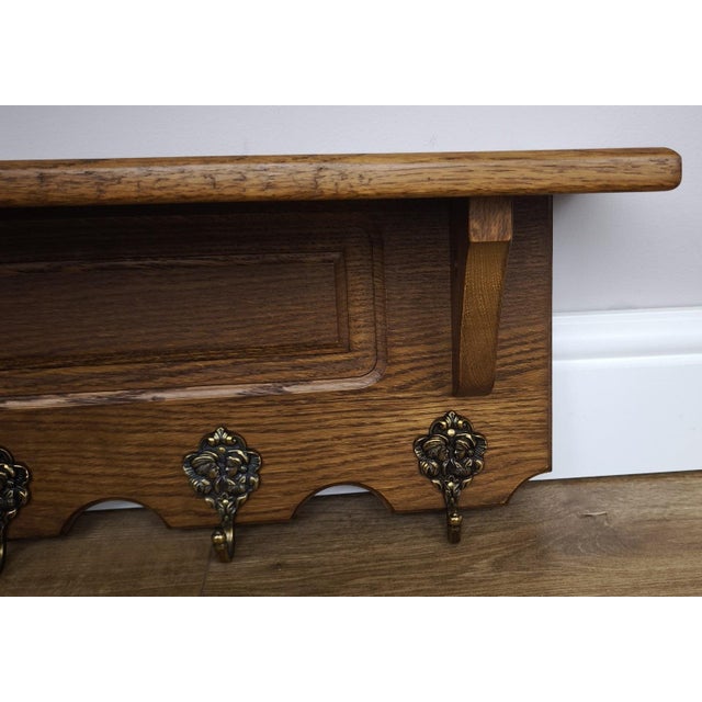 Brown French Vintage Coat Rack in Oak For Sale - Image 8 of 11